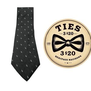 Vintage Geoffrey Beene Black 100% Silk Tie Minimal Geometric Classic USA 4x58